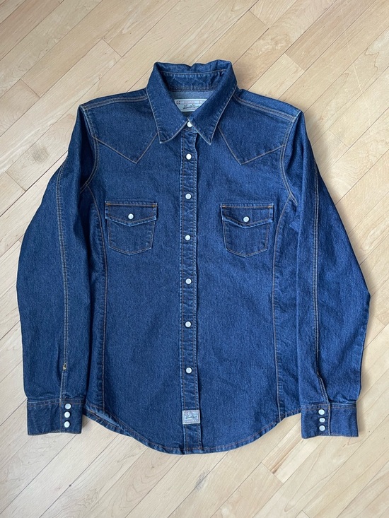 Levis Strauss Tops - Levi Strauss Vintage dark wash denim snap button down shirt